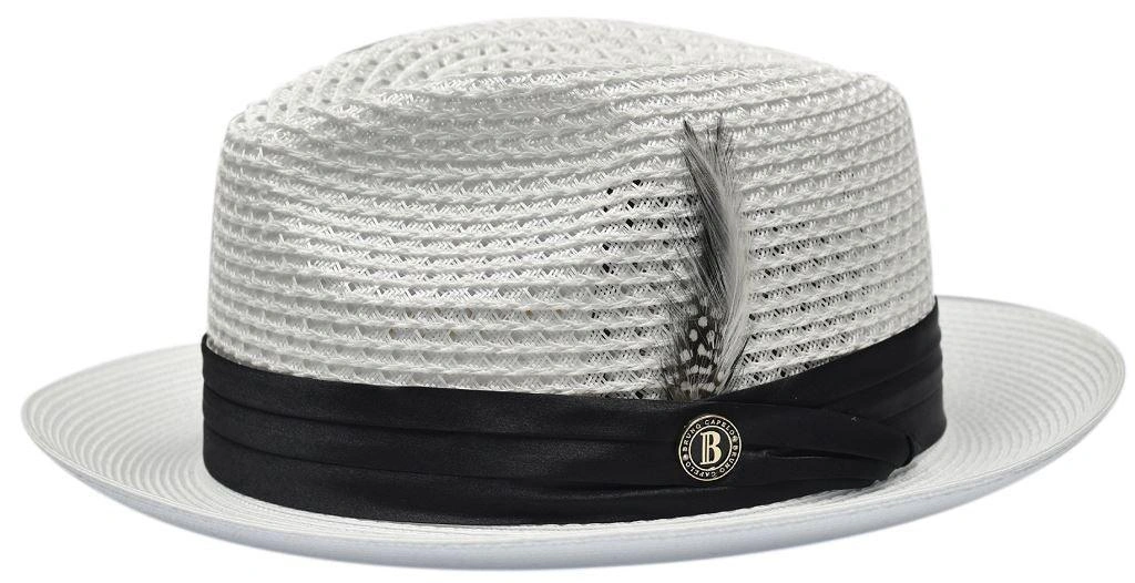 Mustavalkoinen Fedora Olkihattu Punottu Nauha—Kesäinen Tyyli ja Eleganssi